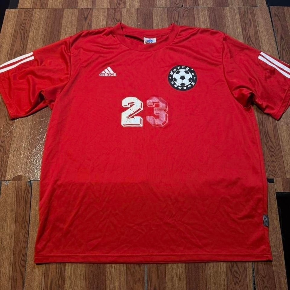 Adidas Red Vintage Lounge Retro Tech Jersey Shirt XL